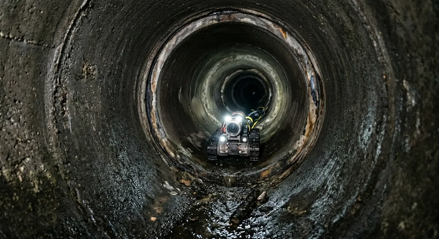 Robotic sewer camera inspecting pipe interior for Sewer Line Repair in Harrisonville